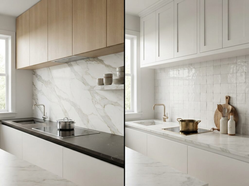 Slab Backsplash vs. Tile