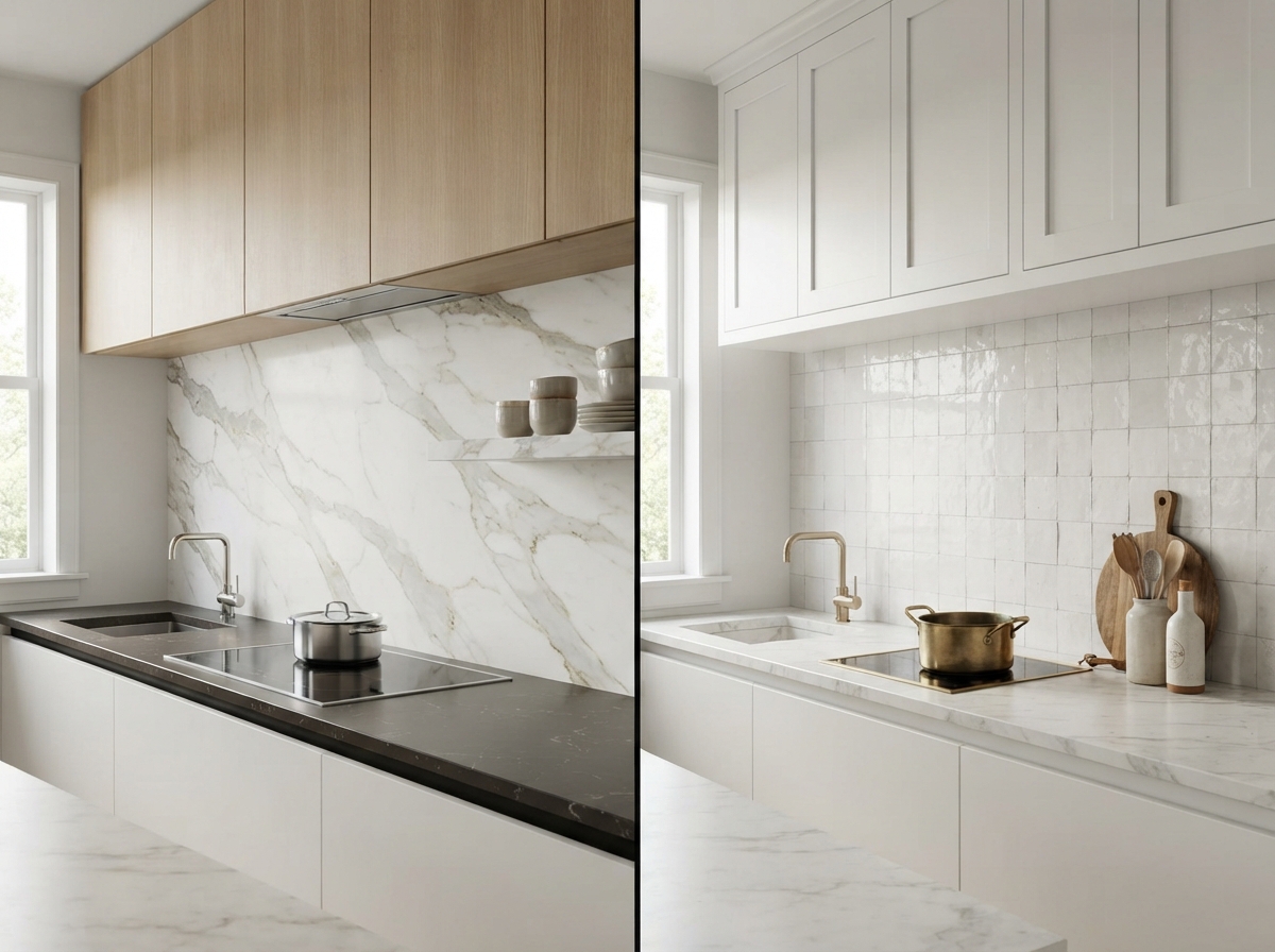 Slab Backsplash vs. Tile