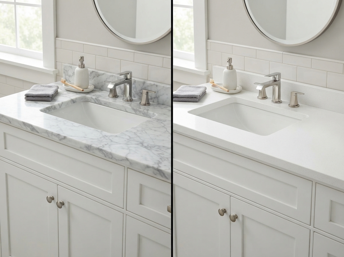 Marble vs. Quartz Vanity Top