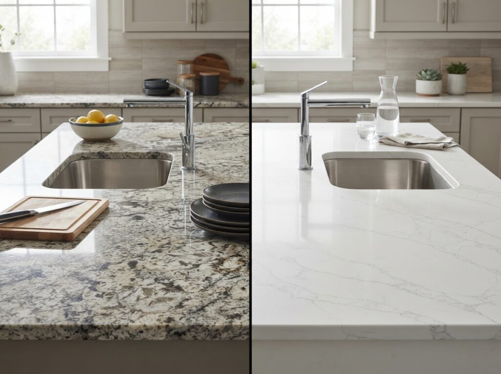 Granite vs quartz countertop