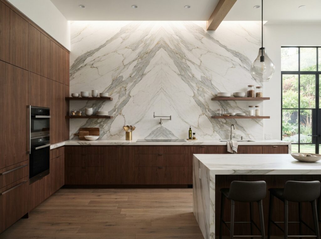 Full Height Slab Backsplash