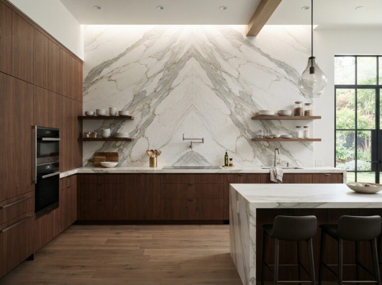 Full Height Slab Backsplash
