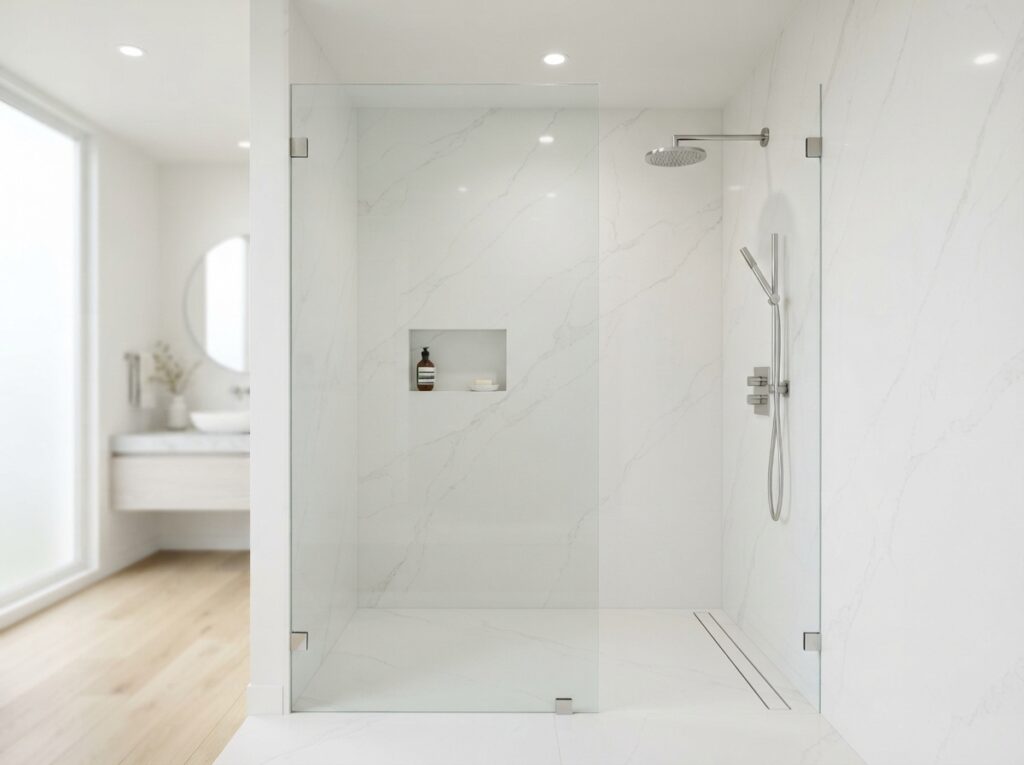 quartz shower slabs