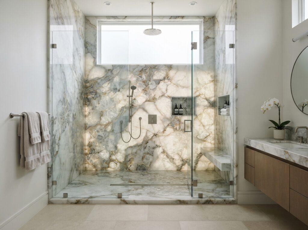 quartzite shower slabs
